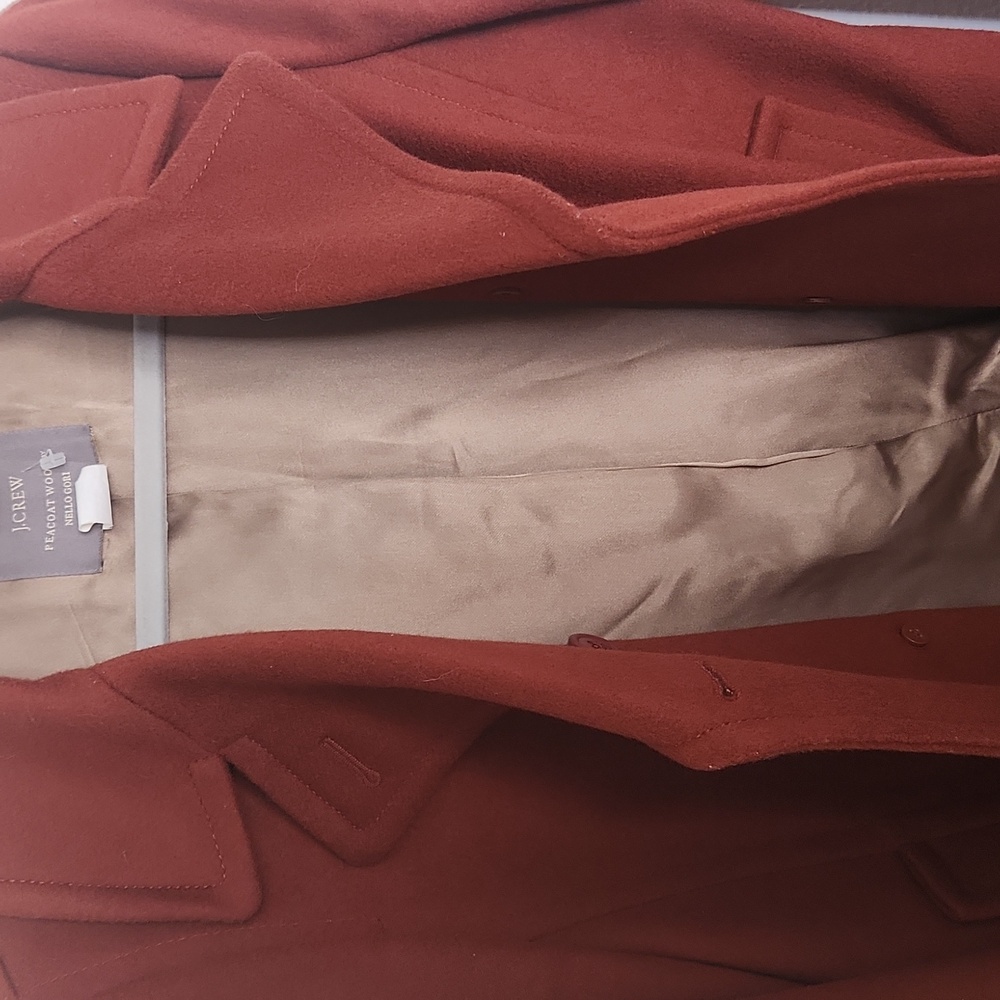 J CREW Peacoat Wool By Nello Gori 100% Wool Burnt Dark Orange Jacket Size 8 - Picture 15 of 15